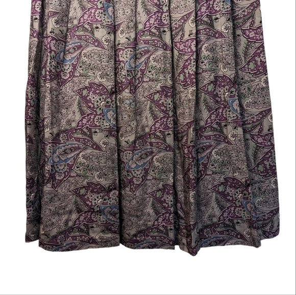 Vintage New Attitude 80s Fashion Paisley Print Kick Pleat A-line Skirt Size 12 - Picture 5 of 8